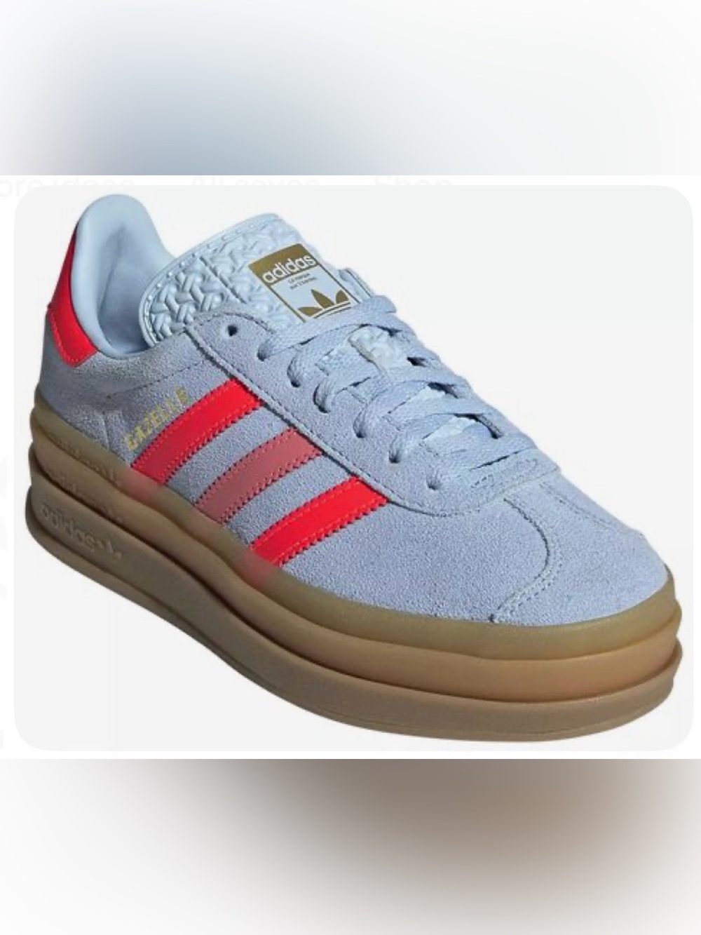 Adidas gazelle bold clear sky and solar red platform sneakers women’s 7 NIB